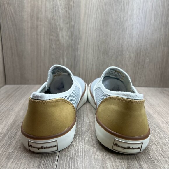 Tommy Bahama Striped Canvas Slip On Sneakers Womens 8.5 Flat Low Top White Gray - Picture 5 of 14
